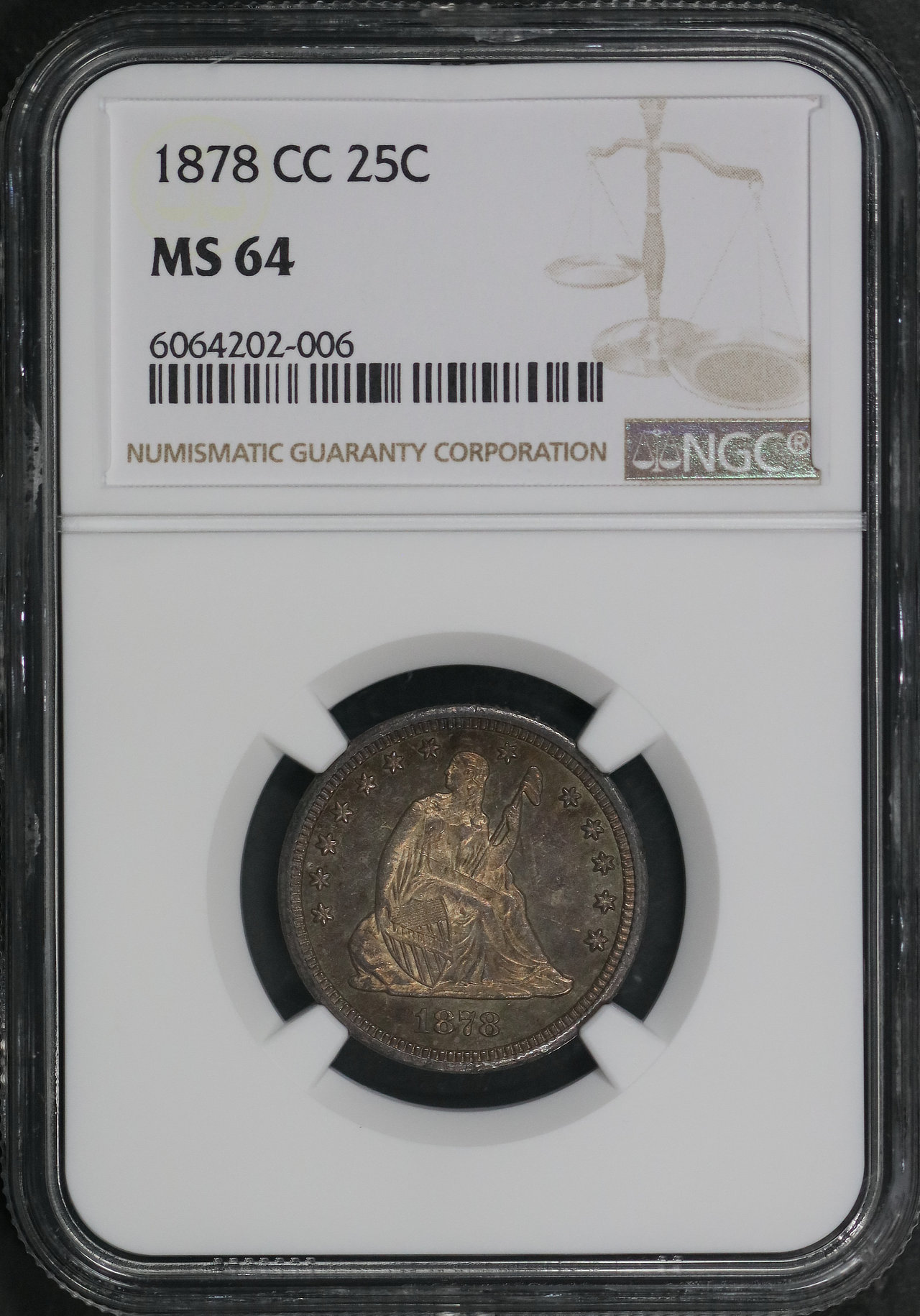 1878 CC Liberty Seated Quarter NGC MS 64 Northern Nevada Coin