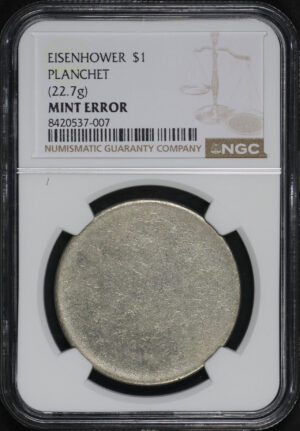 Obverse of this ND Ike Dollar NGC Planchet (22.7g) Mint Error