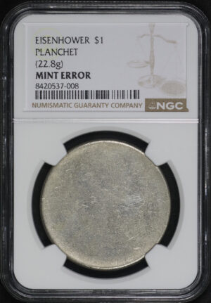 Obverse of this ND Ike Dollar NGC Planchet (22.8g) Mint Error