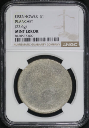 Obverse of this ND Ike Dollar NGC Planchet (22.6g) Mint Error