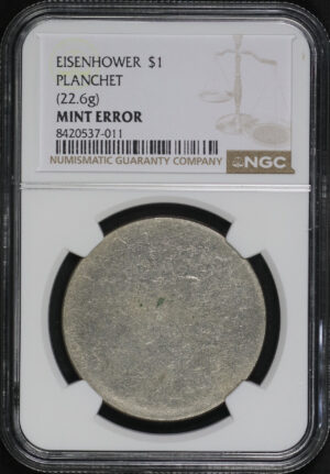 Obverse of this ND Ike Dollar NGC Planchet (22.6g) Mint Error