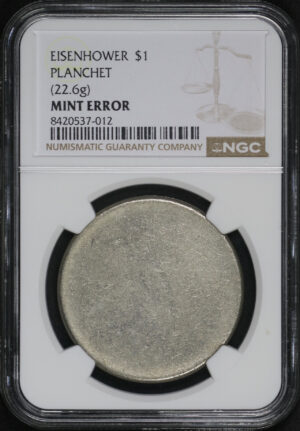 Obverse of this ND Ike Dollar NGC Planchet (22.6g) Mint Error