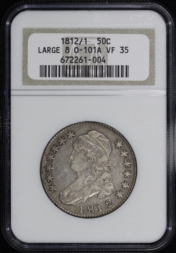 Obverse of this 1812/1 Large 8 Capped Bust Half Dollar O-101A NGC VF-35