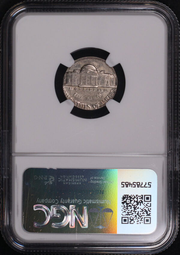Reverse of this (1958) Jefferson Nickel 5C NGC AU-58 On Cuban 1C Planchet (2.5g)