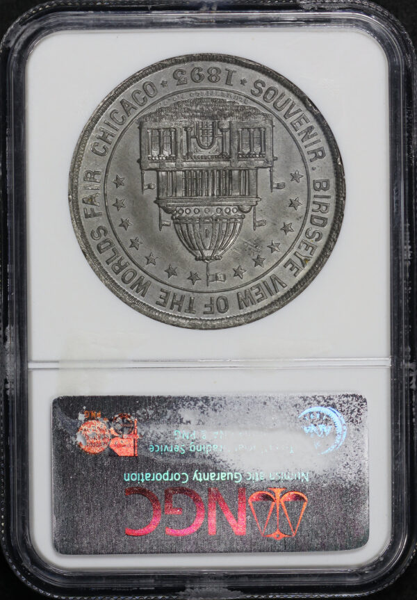 Reverse of this 1893 IL HK-165 Birdseye View Of The Worlds Fair Chicago Medal So-Called Dollar NGC AU-58