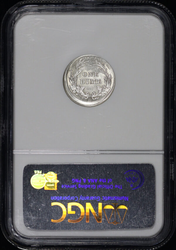 Reverse of this 1914-D Barber Dime NGC AU-58 Mint Error Broadstruck