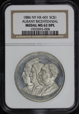 Obverse of this 1886 NY HK-601  Albany Bicentennial Medal So-Called Dollar NGC MS-62 DPL