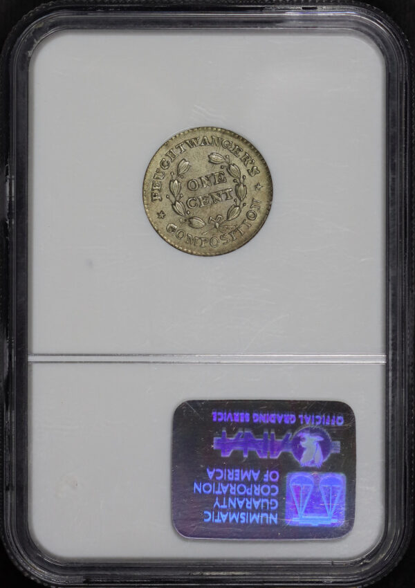 Reverse of this 1837 New York HT-268 (4E) Feuchtwanger Cent NGC MS-63