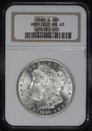 Obverse of this 1889-S Morgan Dollar NGC MS-63 REDFIELD HOARD