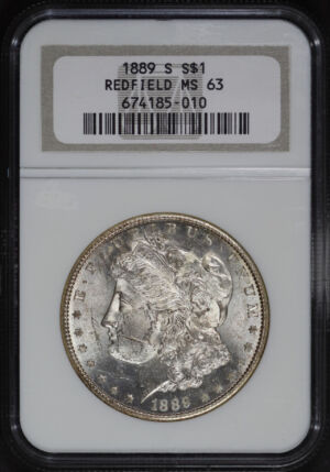 Obverse of this 1889-S Morgan Dollar NGC MS-63 REDFIELD HOARD