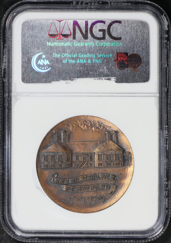 Reverse of this 1929 VA HK-773 T-1 Robert E. Lee Birthplace Medal So-Called Dollar NGC MS-64