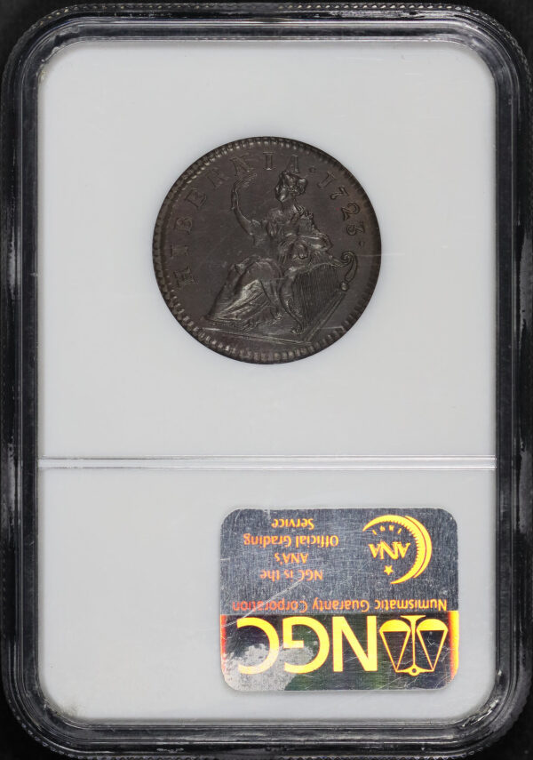 Reverse of this 1723  1/2P Hibernia NGC MS-64 BN