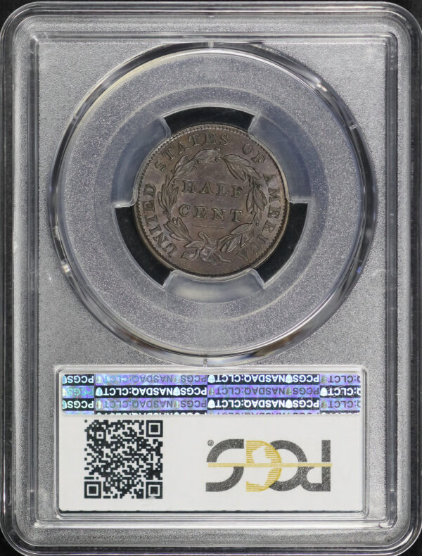 Reverse of this 1834 Classic Head Half Cent PCGS MS-62 BN