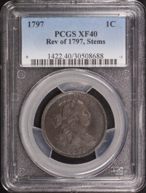 Obverse of this 1797 Reverse of 1797, Stems Draped Bust Cent PCGS XF-40 BN