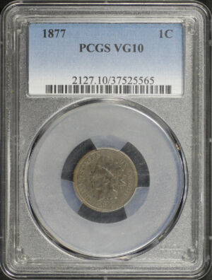 Obverse of this 1877 Indian Cent PCGS VG-10 BN