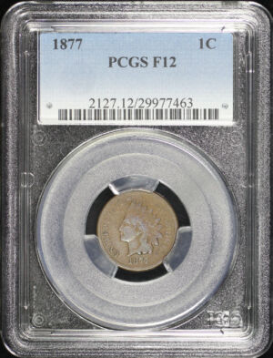 Obverse of this 1877 Indian Cent PCGS F-12 BN