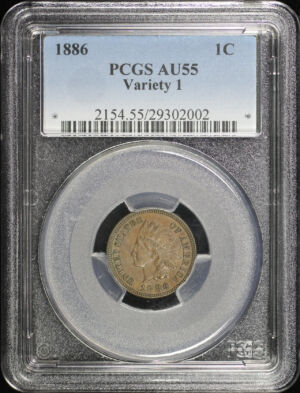 Obverse of this 1886 Indian Cent Type 1 PCGS AU-55 BN
