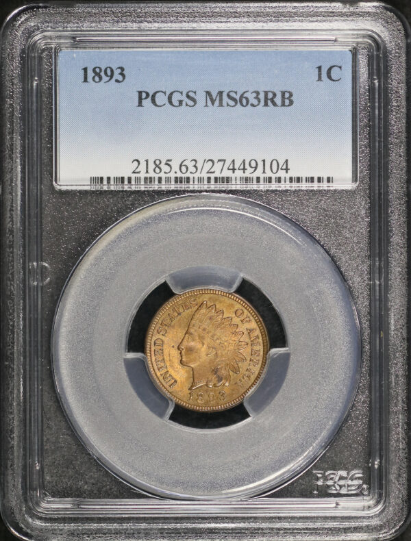 Obverse of this 1893 Indian Cent PCGS MS-63 RB