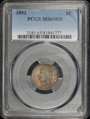 Obverse of this 1893 Indian Cent PCGS MS-65 RB