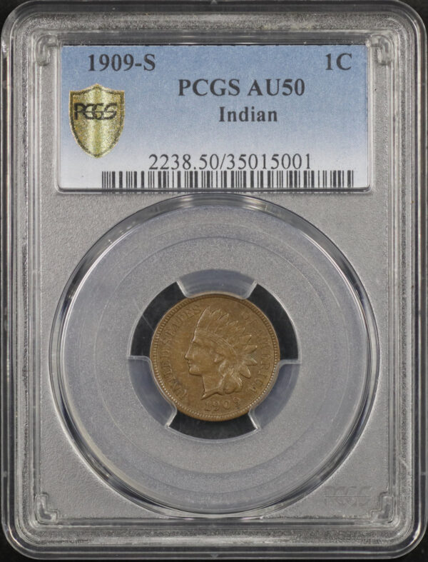 Obverse of this 1909-S Indian Cent PCGS AU-50 BN