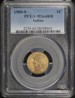 Obverse of this 1909-S Indian Cent PCGS MS-64 RB