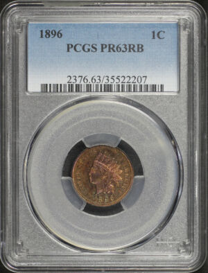 Obverse of this 1896 Indian Cent PCGS PR-63 RB