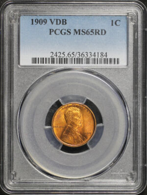 Obverse of this 1909 VDB Lincoln Cent Wheat Reverse PCGS MS-65 RD