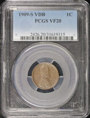 Obverse of this 1909-S VDB Lincoln Cent Wheat Reverse PCGS VF-20 BN