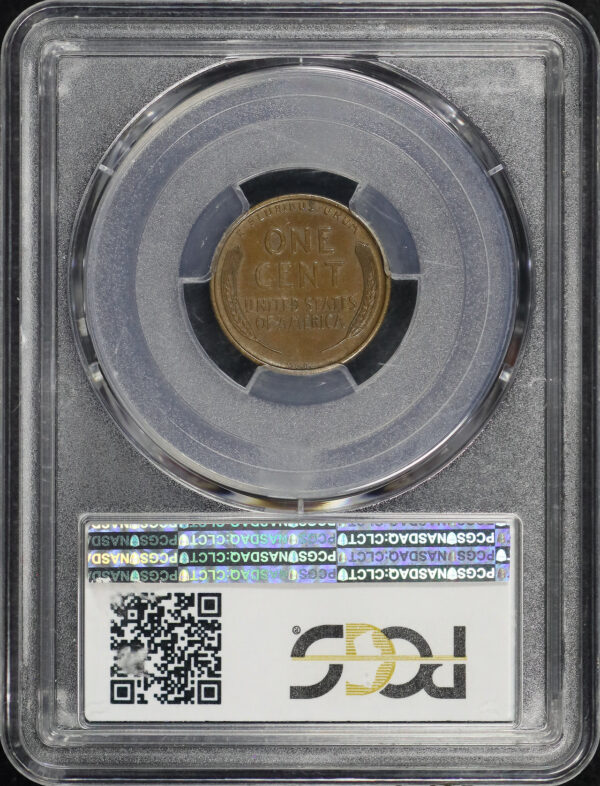 Reverse of this 1909-S VDB Lincoln Cent Wheat Reverse PCGS AU-58 BN