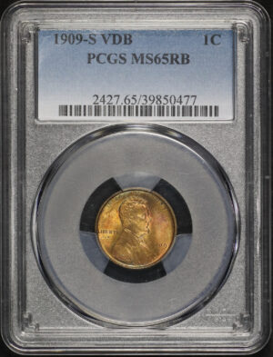 Obverse of this 1909-S Lincoln Cent Wheat Reverse PCGS MS-65 RB