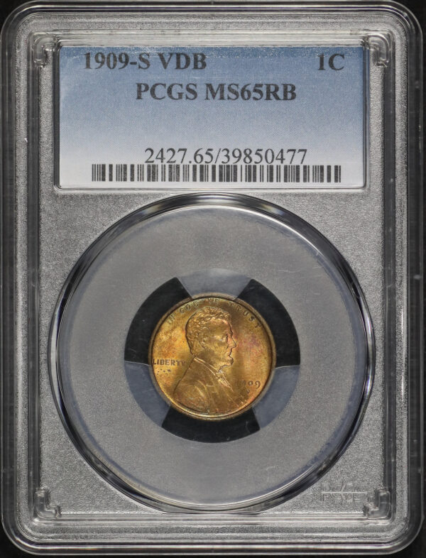 Obverse of this 1909-S Lincoln Cent Wheat Reverse PCGS MS-65 RB