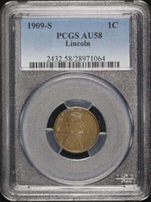 Obverse of this 1909-S Lincoln Cent Wheat Reverse PCGS AU-58 BN