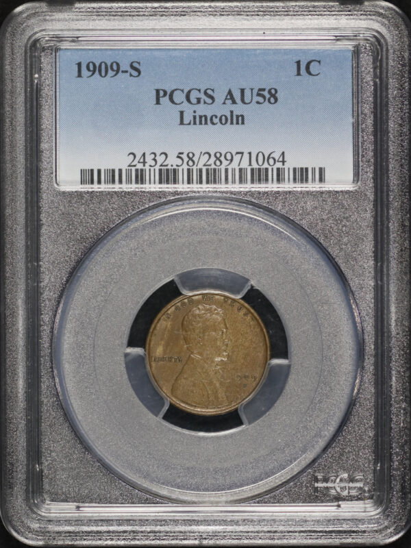 Obverse of this 1909-S Lincoln Cent Wheat Reverse PCGS AU-58 BN