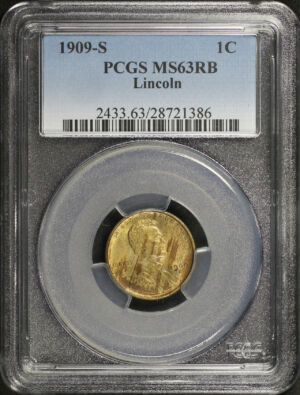 Obverse of this 1909-S Lincoln Cent Wheat Reverse PCGS MS-63 RB