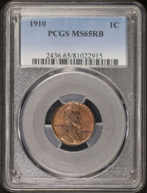 Obverse of this 1910 Lincoln Cent Wheat Reverse PCGS MS-65 RB