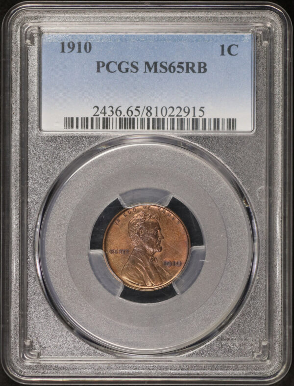 Obverse of this 1910 Lincoln Cent Wheat Reverse PCGS MS-65 RB