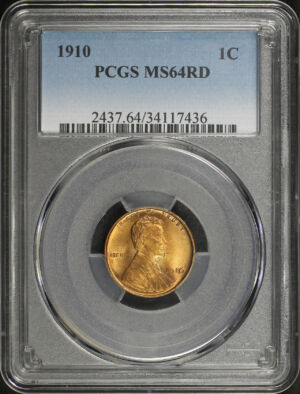 Obverse of this 1910 Lincoln Cent Wheat Reverse PCGS MS-64 RD
