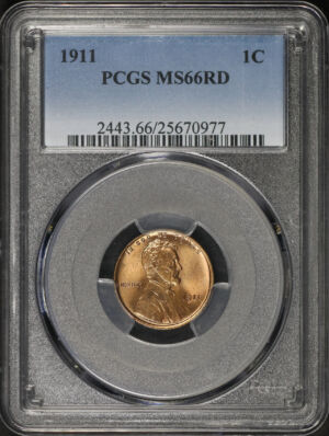 Obverse of this 1911 Lincoln Cent Wheat Reverse PCGS MS-66 RD