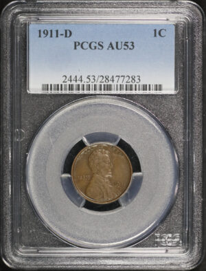 Obverse of this 1911-D Lincoln Cent Wheat Reverse PCGS AU-53 BN