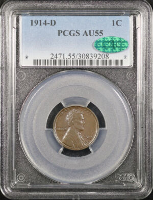 Obverse of this 1914-D Lincoln Cent Wheat Reverse PCGS AU-55 CAC