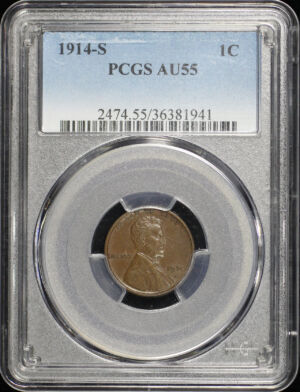 Obverse of this 1914-S Lincoln Cent Wheat Reverse PCGS AU-55