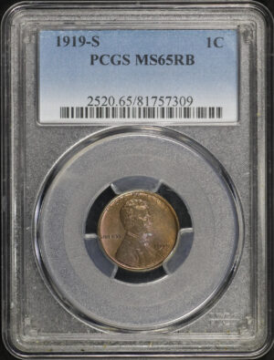 Obverse of this 1919-S Lincoln Cent Wheat Reverse PCGS MS-65 RB