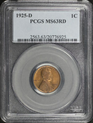 Obverse of this 1925-D Lincoln Cent Wheat Reverse PCGS MS-63 RD