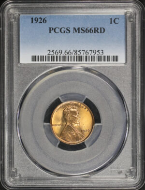 Obverse of this 1926 Lincoln Cent Wheat Reverse PCGS MS-66 RD