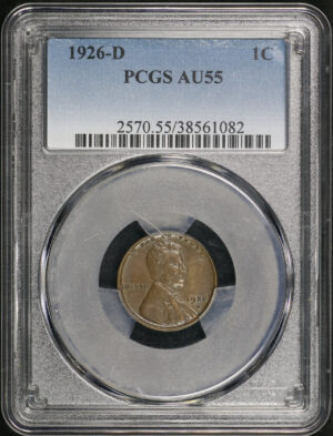 Obverse of this 1926-D Lincoln Cent Wheat Reverse PCGS AU-55 BN