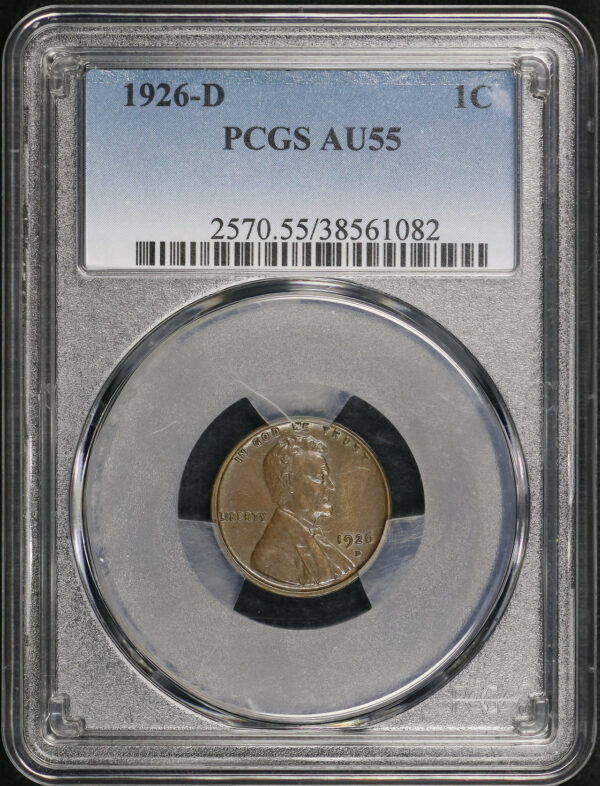 Obverse of this 1926-D Lincoln Cent Wheat Reverse PCGS AU-55 BN