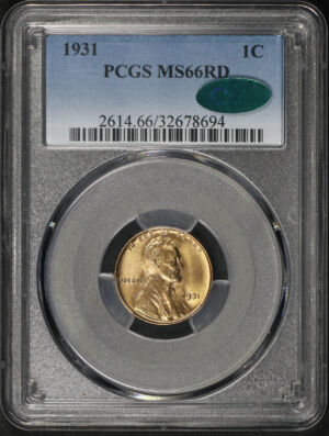 Obverse of this 1931 Lincoln Cent Wheat Reverse PCGS MS-66 RD CAC