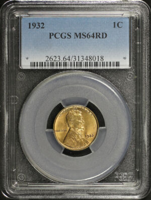 Obverse of this 1932 Lincoln Cent Wheat Reverse PCGS MS-64 RD