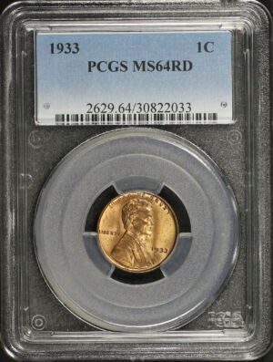 Obverse of this 1933 Lincoln Cent Wheat Reverse PCGS MS-64 RD