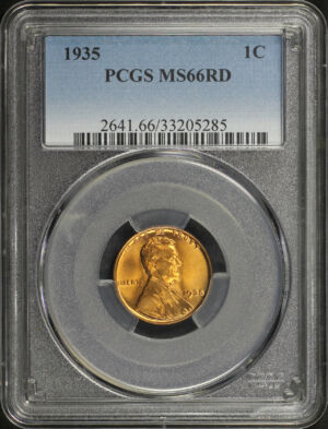 Obverse of this 1935 Lincoln Cent Wheat Reverse PCGS MS-66 RD